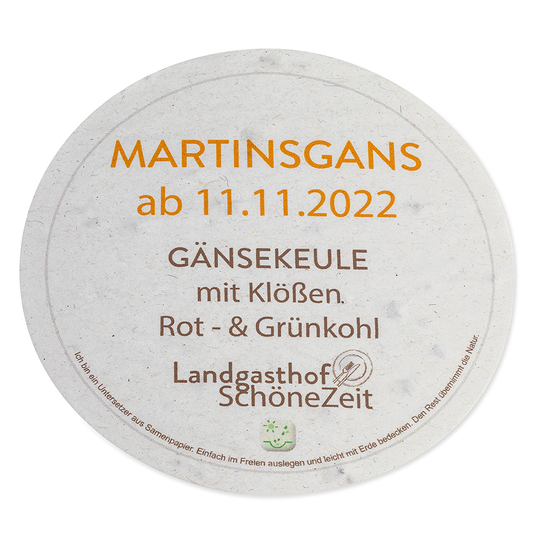 Samenpapier Bierdeckel - rund, Druck 4/4-C