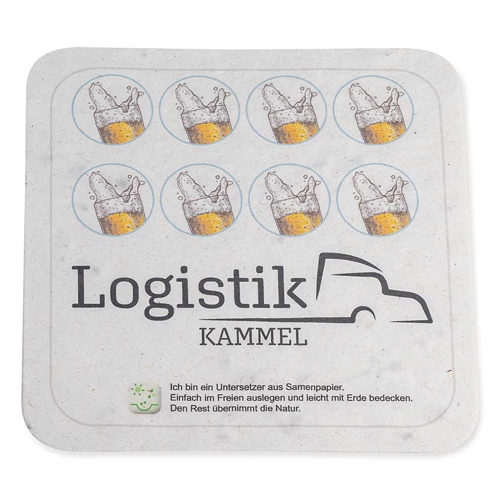 Samenpapier Bierdeckel - eckig, Druck 4/4-c