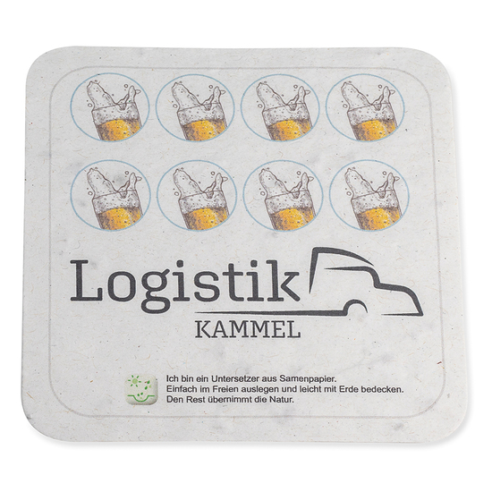 Samenpapier Bierdeckel - eckig, Druck 4/4-c