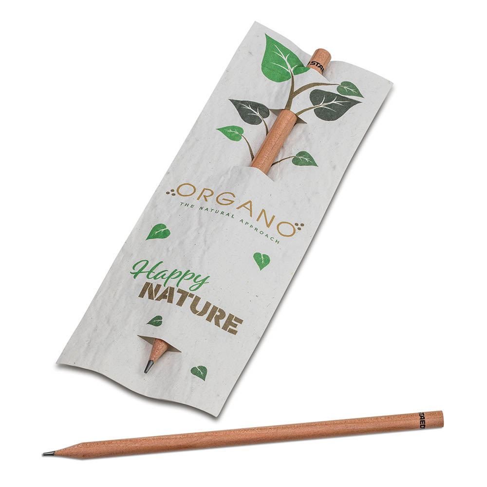 Bleistift im Samenpapieretui - Margerite, Druck 4/4c, Lasergravur