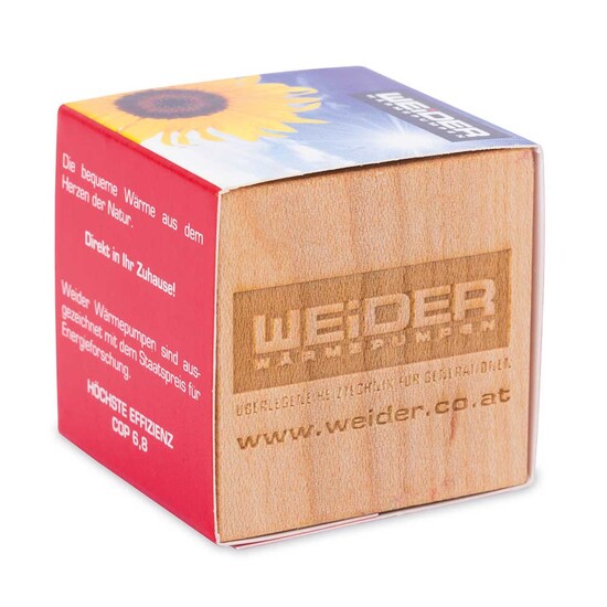 Pflanz-Holz mit Samen (Graspapier-Banderole) - Fichte, 1 Seite gelasert