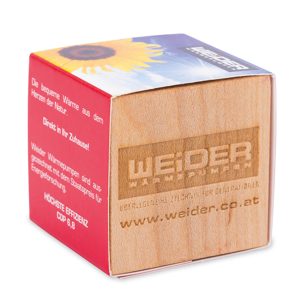Pflanz-Holz mit Samen - Glücksklee-Zwiebel, 2 Seiten gelasert (* Je nach Verfügbarkeit der Glücksklee-Zwiebeln)