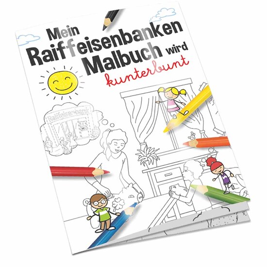 Malbuch / Mal-Set A6 - Raiffeisenbanken - Malset mit 1-c Logoeindruck