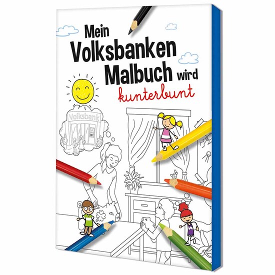 Malbuch / Mal-Set A6 - Volksbanken - Malset mit 1-c Logoeindruck