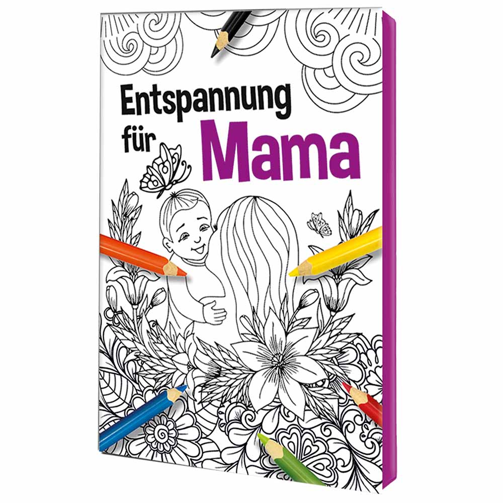 Malbuch / Mal-Set A6 - Entspannung für Mama - Malset mit 2-c Logoeindruck