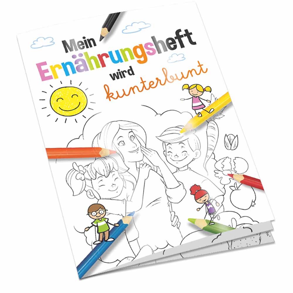 Malbuch / Mal-Set A6 - Ernährung - Malset mit 2-c Logoeindruck