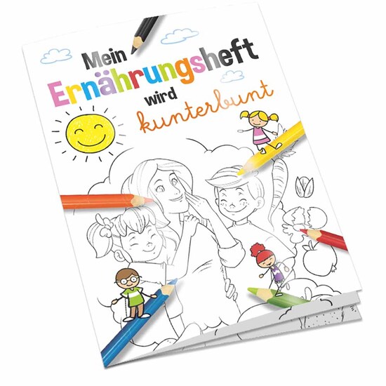 Malbuch / Mal-Set A6 - Ernährung - Malset mit 2-c Logoeindruck