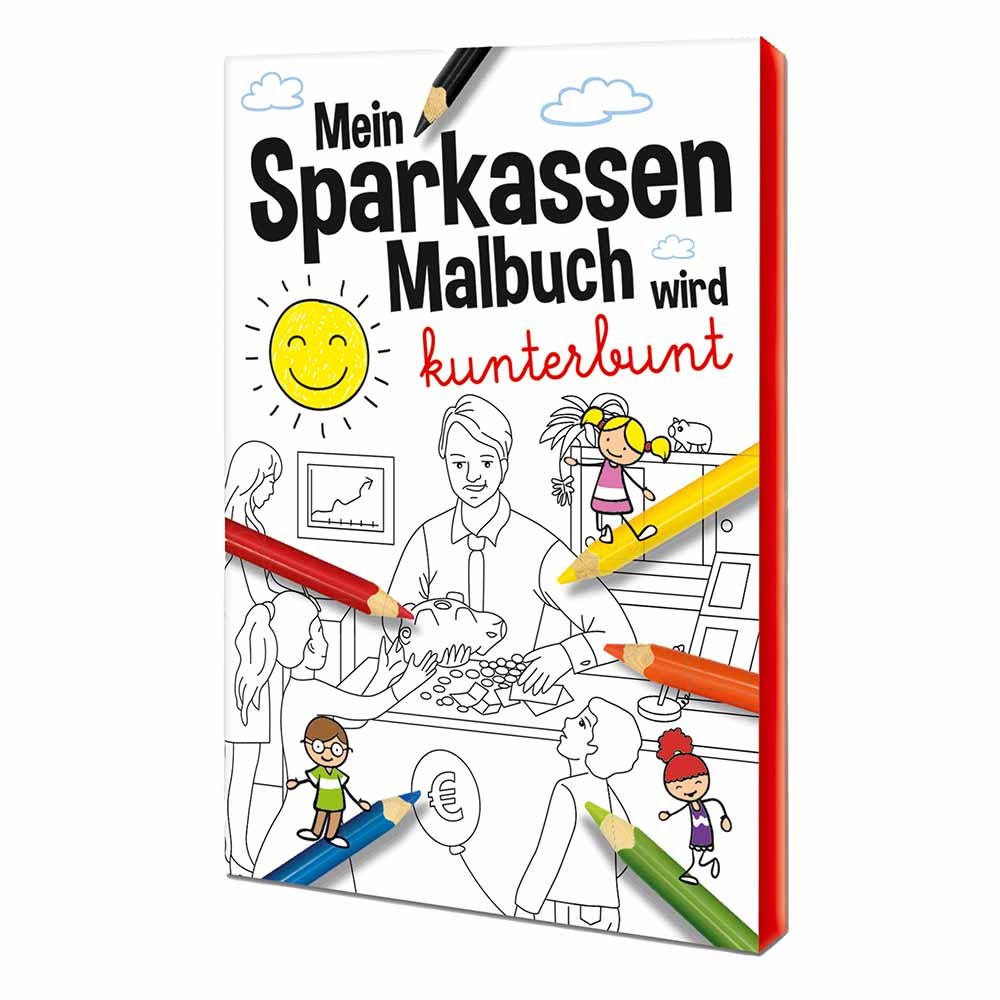 Malbuch / Mal-Set A6 - Sparkassen - Malset mit individuellen Vorder- und Rückseiten