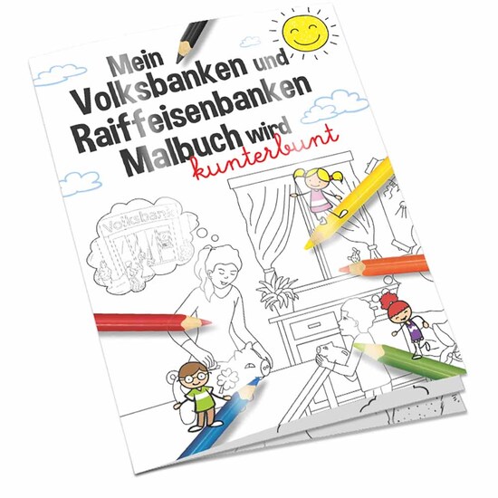 Malbuch / Mal-Set A6 - Volksbanken&Raiffeisenbanken - Malbuch mit 1-c Logoeindruck