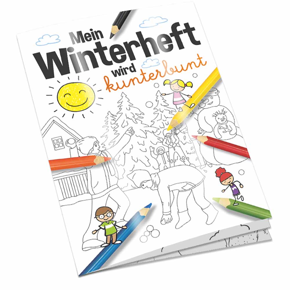 Malbuch / Mal-Set A6 - Winter - Malbuch mit 1-c Logoeindruck