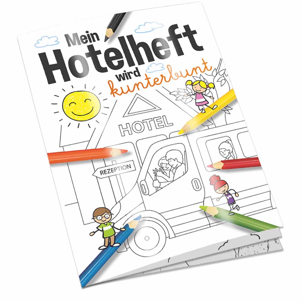 Malbuch / Mal-Set A6 - Hotel - Malbuch mit individueller Vorder- und Rückseite