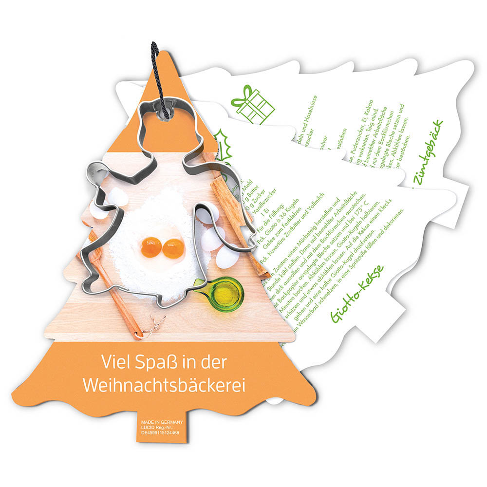 Backförmchen mit Rezeptblock - Tannenbaum - Engel
