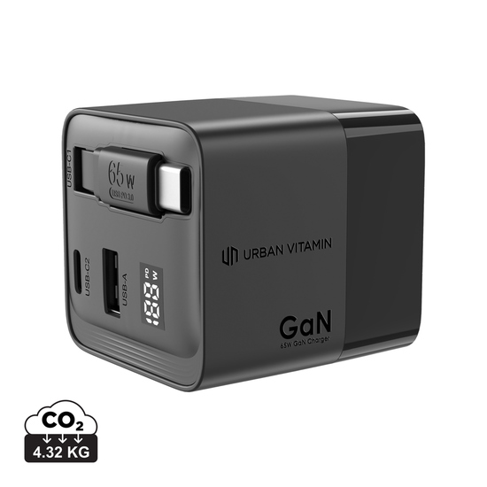Urban Vitamin Mendocino 65W GaN-Charger mit einziehb. Kabel