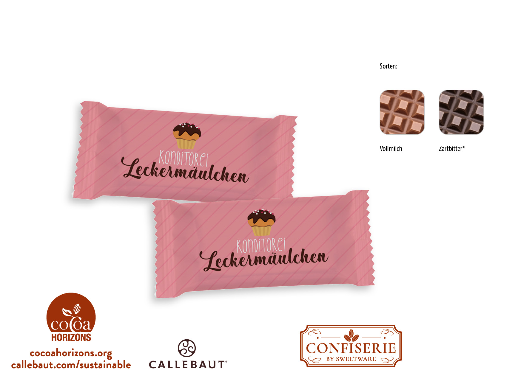 Schokolade 5 g Täfelchen, Inhalt: Callebaut Vollmilch