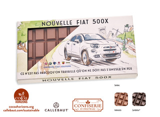 Schokolade 100 g Tafel im Karton, Inhalt: Callebaut Vollmilch Schokolade Kalender