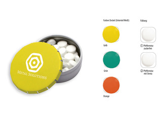 Klick-Dose-45 Duo Colour, Inhalt: Pfefferminz-Pastillen; Stevia