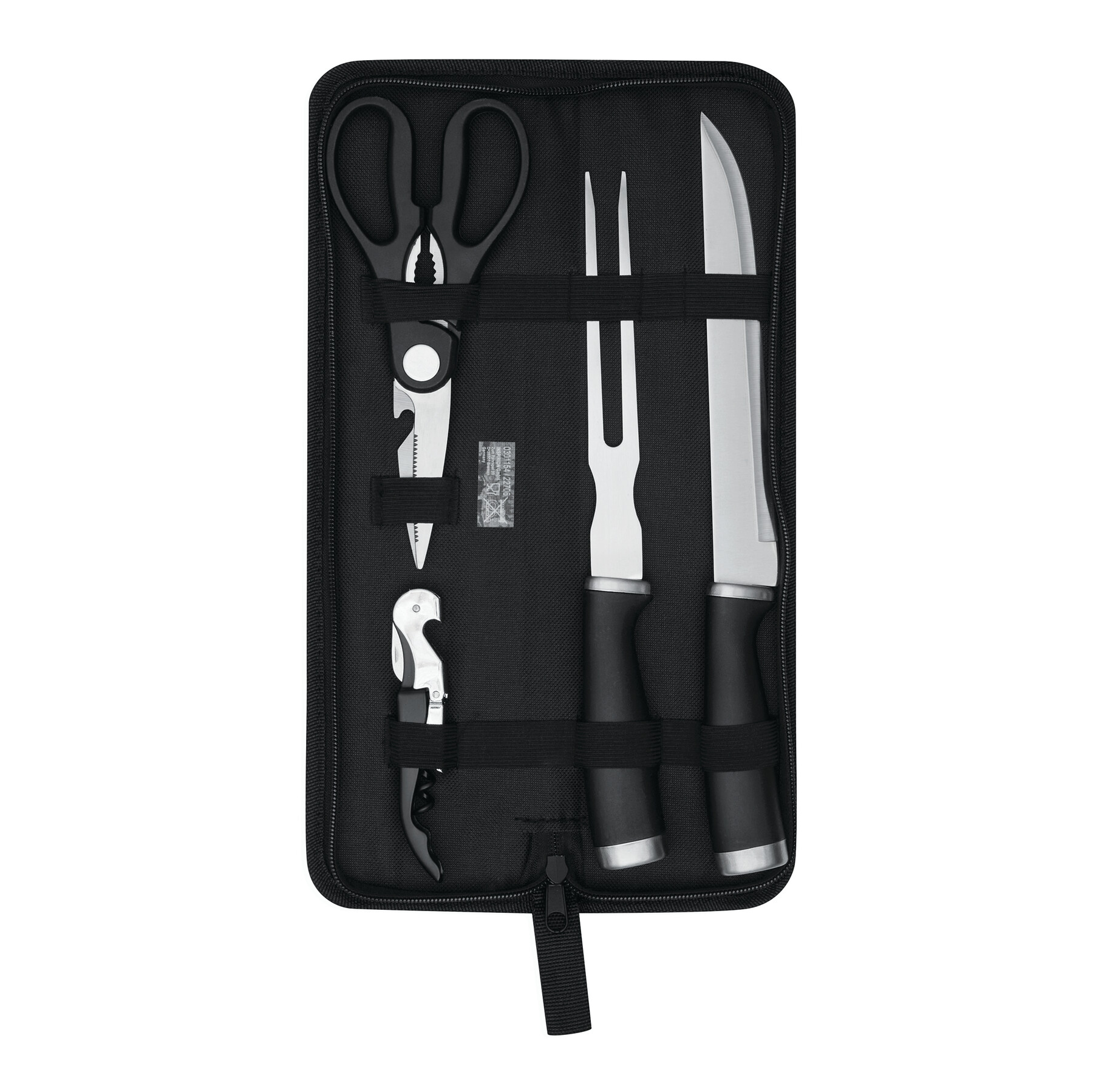 Edelstahl-Tranchierbesteck ROASTY, 4-teilig, schwarz, silber