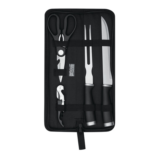 Edelstahl-Tranchierbesteck ROASTY, 4-teilig, schwarz, silber