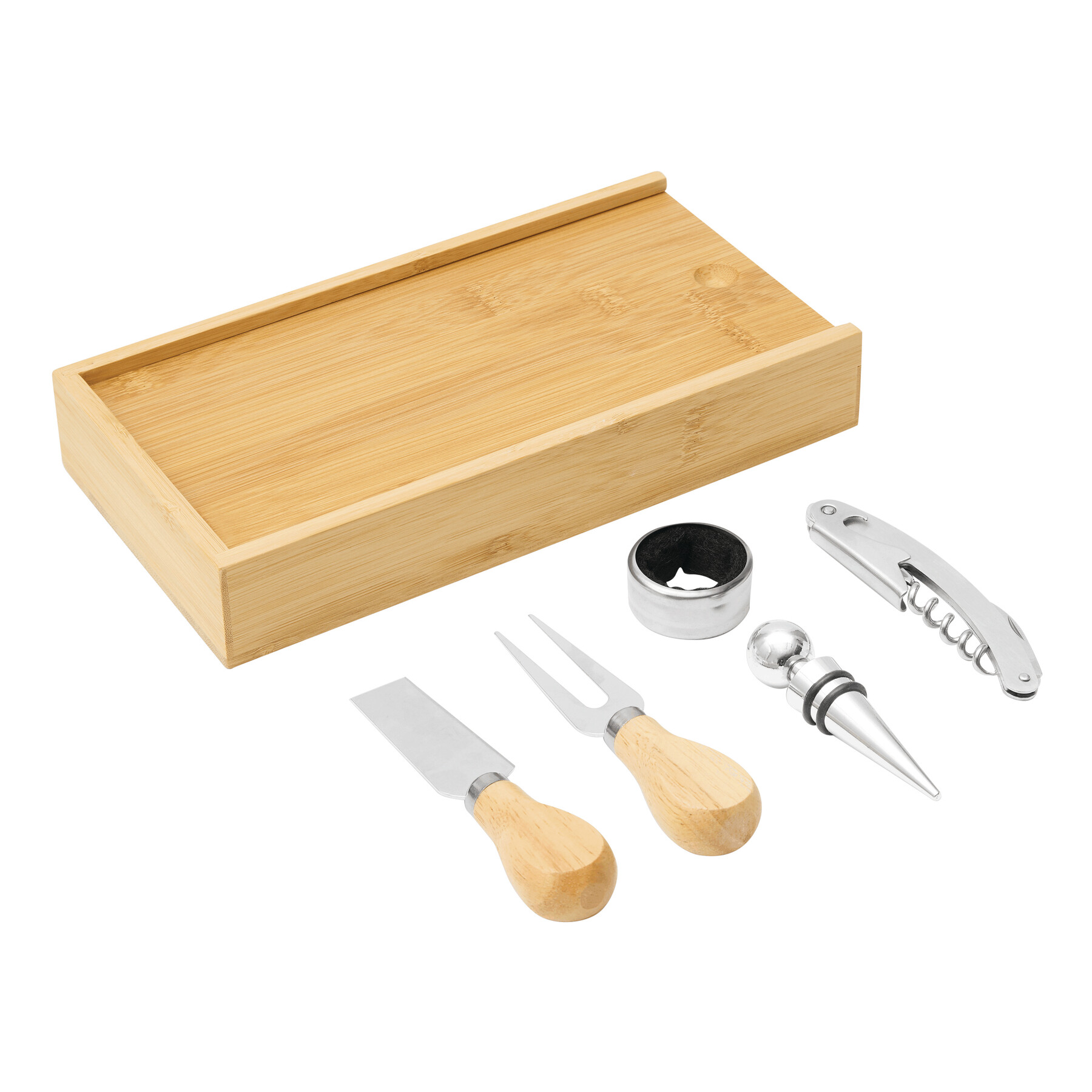Wein- und Käseset BAMBOO WINE, braun, silber