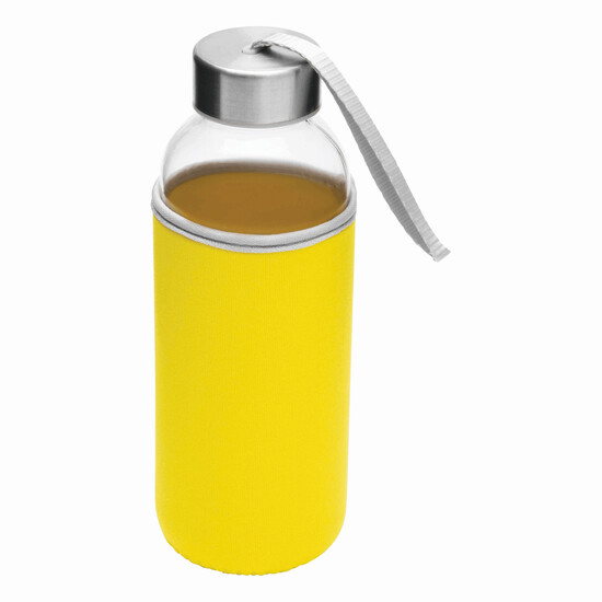 Glas-Flasche TAKE WELL, gelb, transparent