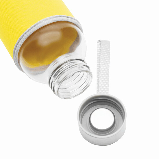 Glas-Flasche TAKE WELL, gelb, transparent