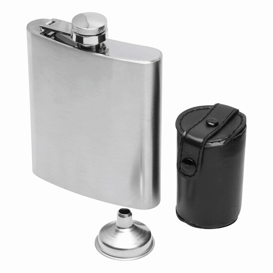 Flachmann-Set GENTLEMAN, schwarz, silber