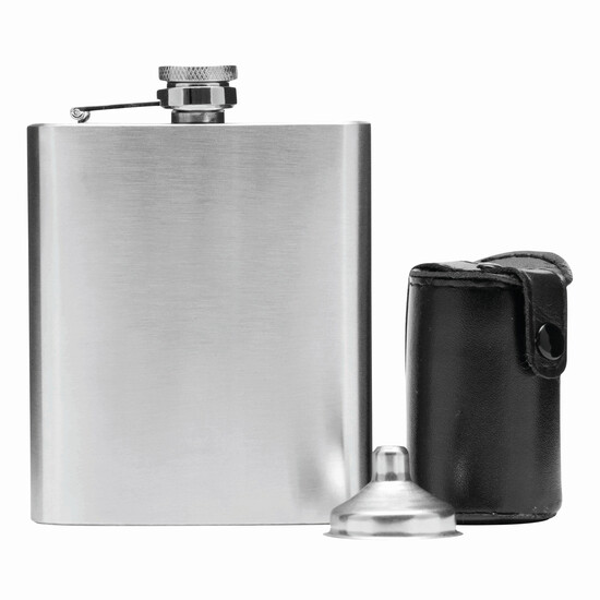 Flachmann-Set GENTLEMAN, schwarz, silber