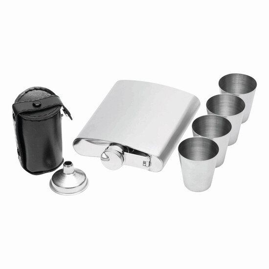 Flachmann-Set GENTLEMAN, schwarz, silber