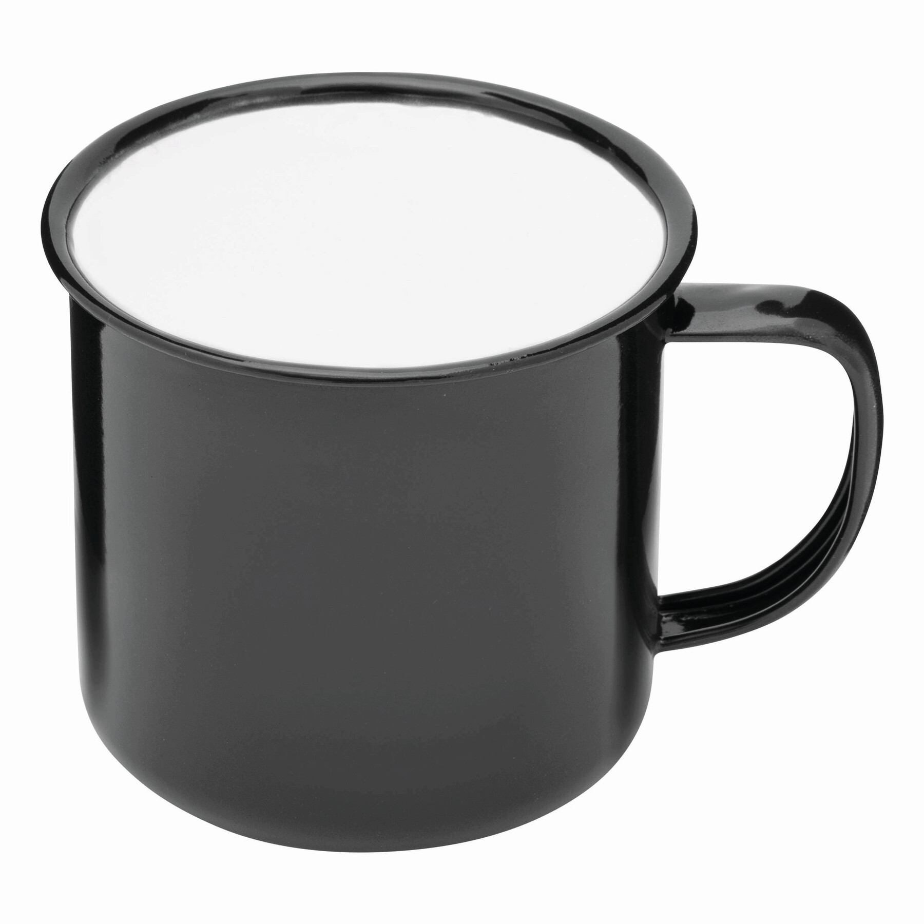 Emaille Becher RETRO CUP, schwarz, weiß