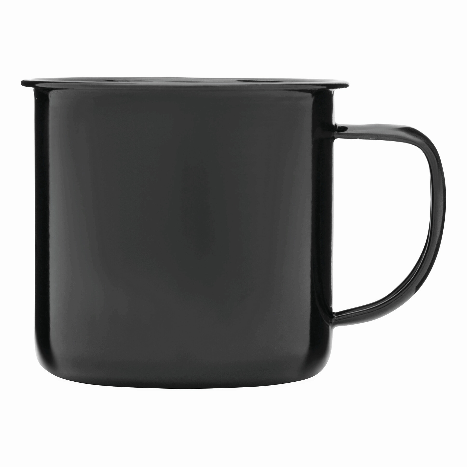 Emaille Becher RETRO CUP, schwarz, weiß