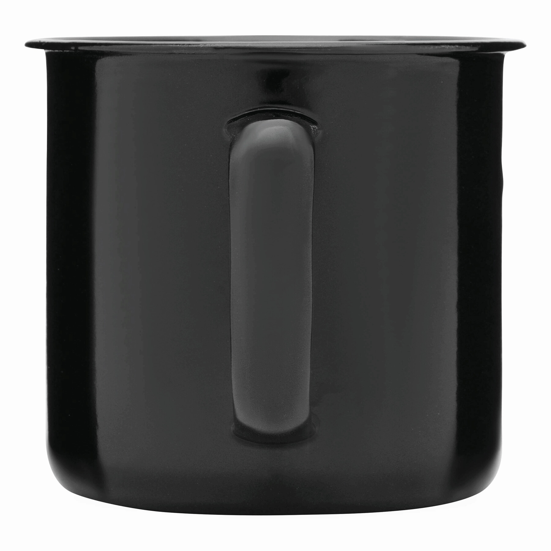 Emaille Becher RETRO CUP, schwarz, weiß