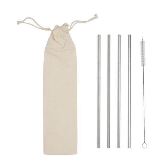 Edelstahl-Strohhalm-Set DRINK FRIENDLY, silber