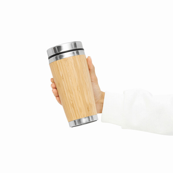 Isolierbecher BAMBOO DRINK, braun, silber