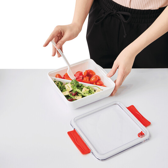 Lunchbox DELICIOUS, rot, weiß