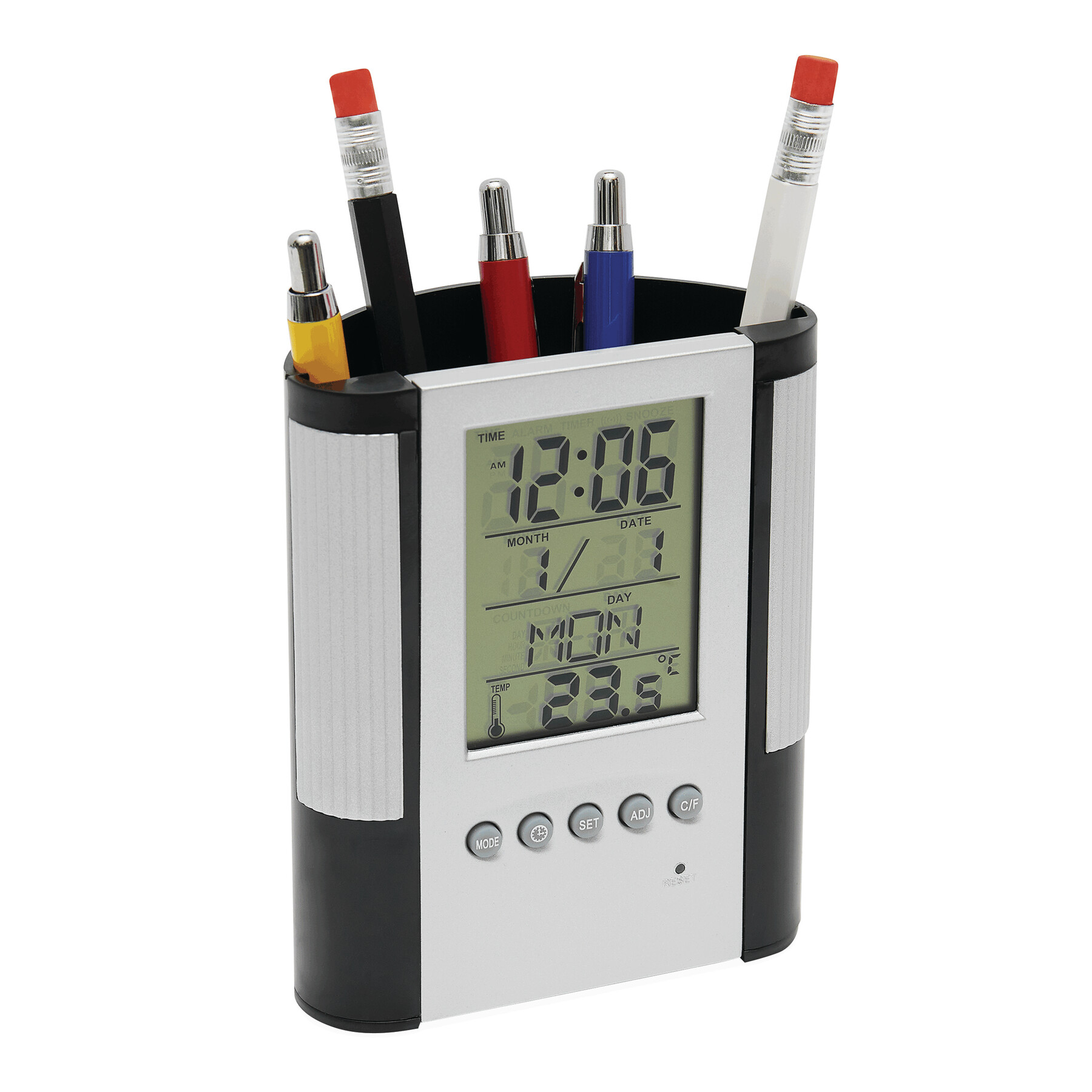 LCD-Wecker BUTLER, schwarz, silber