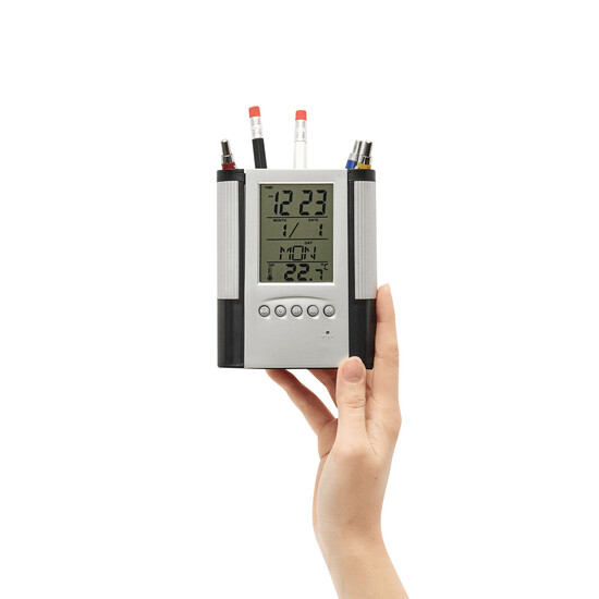 LCD-Wecker BUTLER, schwarz, silber