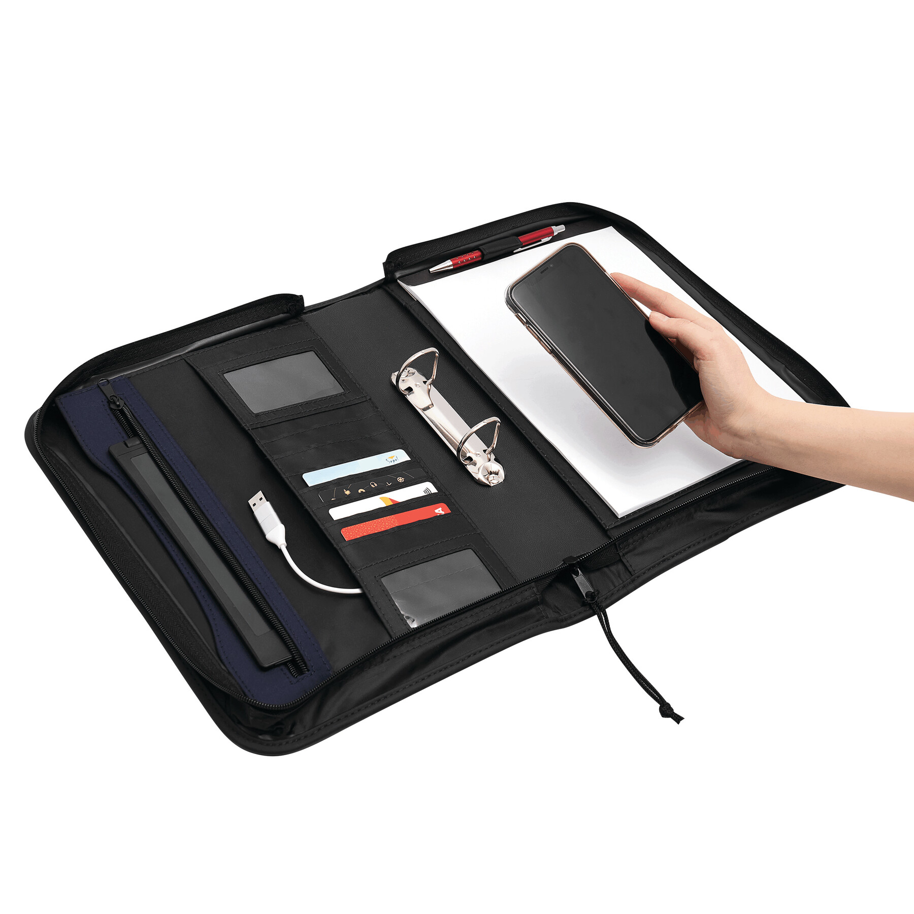 2-Ring-Dokumentenmappe AVANTI RING im DIN-A4-Format, blau, schwarz