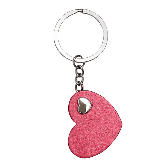 Schlüsselanhänger HEART-IN-HEART, rot, silber