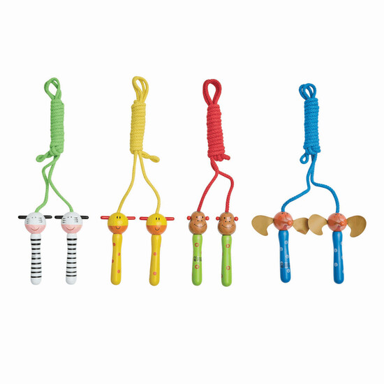 Springseile ANIMAL ANIMATION, 4-fach sortiert, Preis pro Stück, blau, gelb, grün, schwarz, weiß