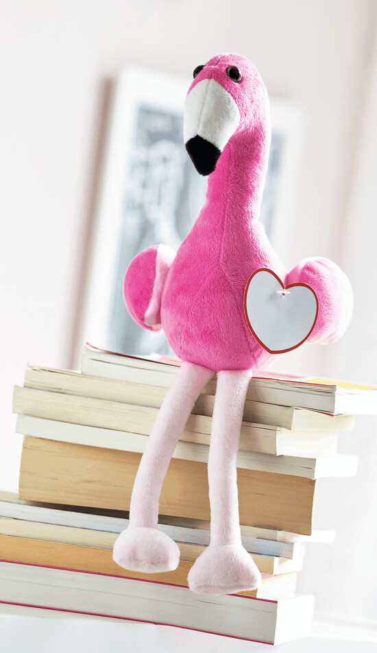 Plüsch-Flamingo LUISA, pink, schwarz, weiß