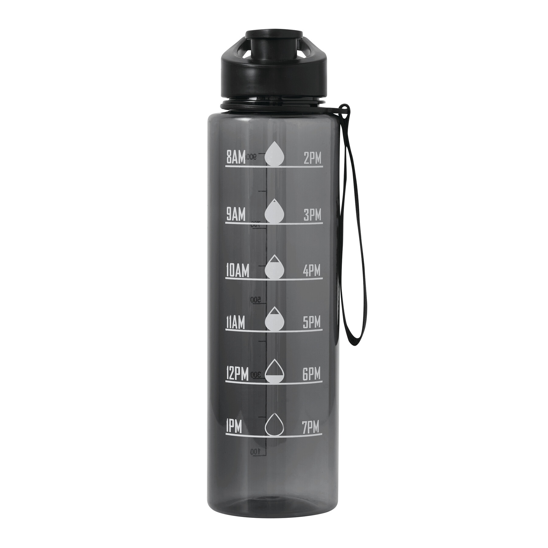 Sport-Trinkflasche AQUA LEVEL, schwarz