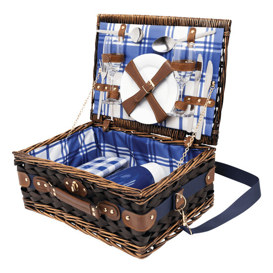 Picknickkorb CENTRAL PARK, blau, weiß