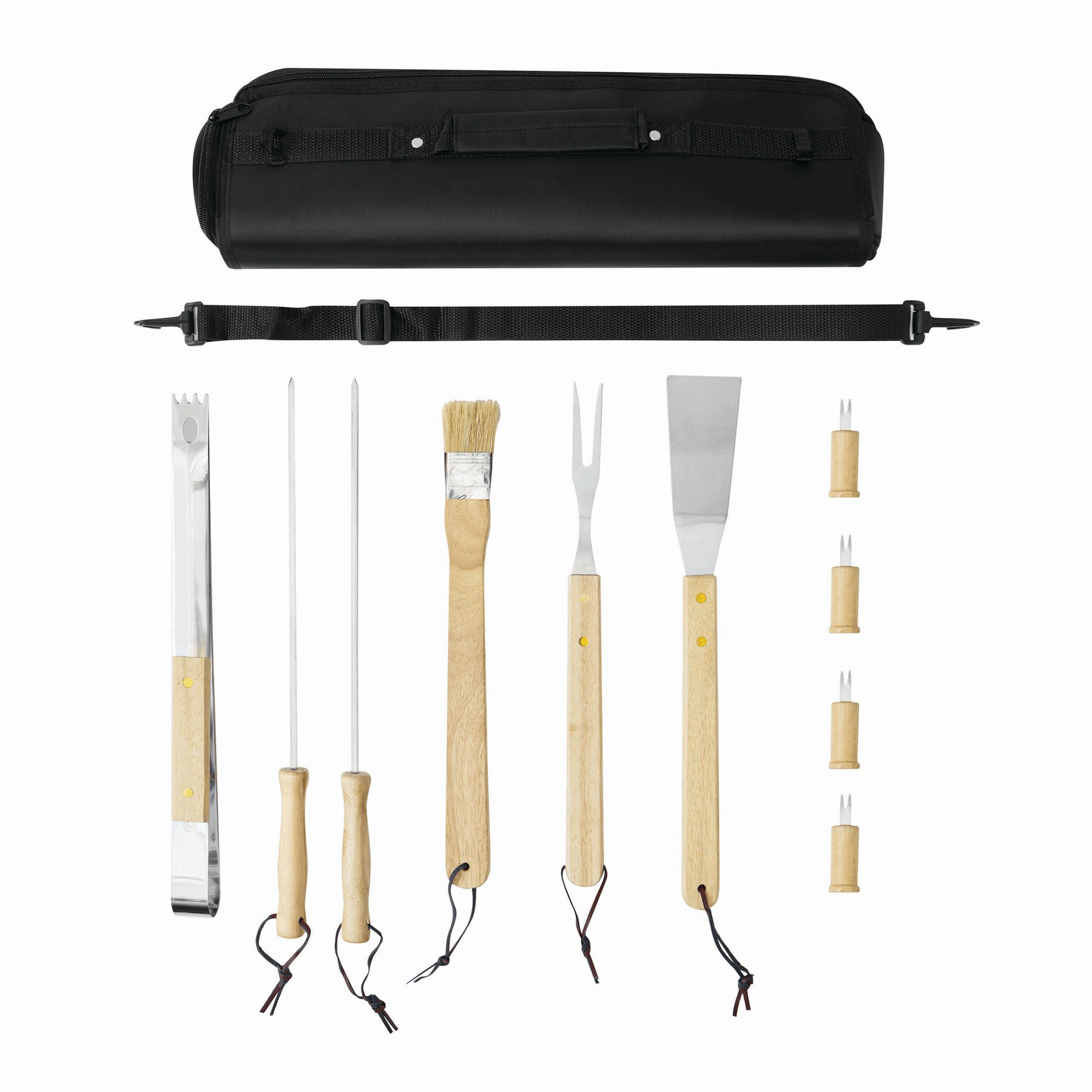 Hochwertiges Grillbesteck FRIED, holz, schwarz