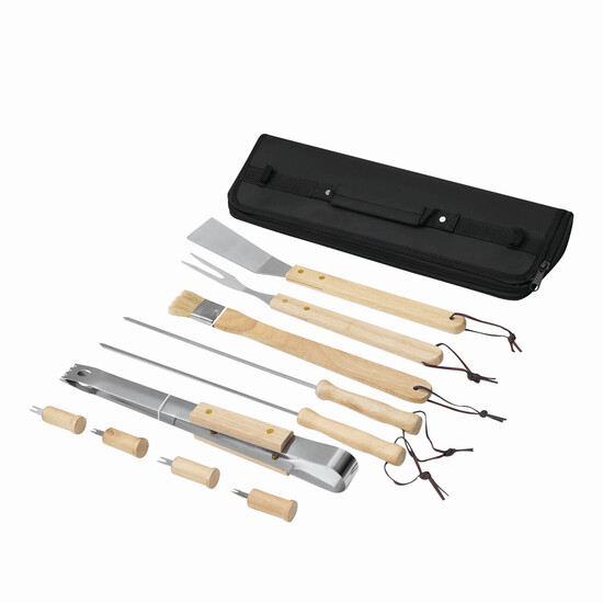 Hochwertiges Grillbesteck FRIED, holz, schwarz