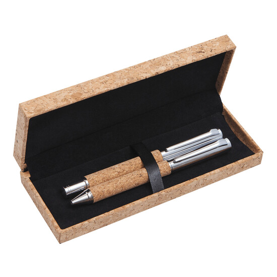 Schreibset CORK SIGNATURE, braun, silber