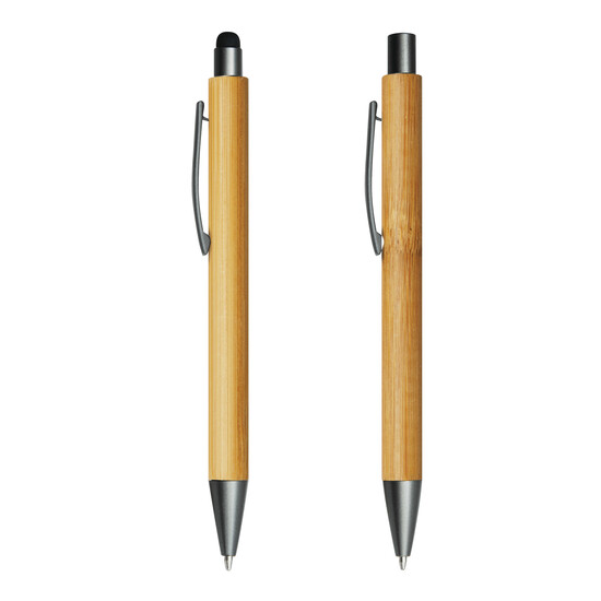 Schreibset DOUBLE BAMBOO REVISED, braun, silber