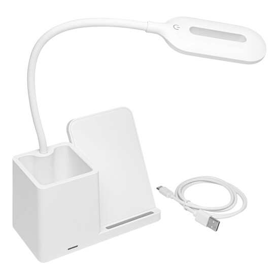 Schreibtisch-Lampe mit Ladestation LIGHT & CHARGE, weiß