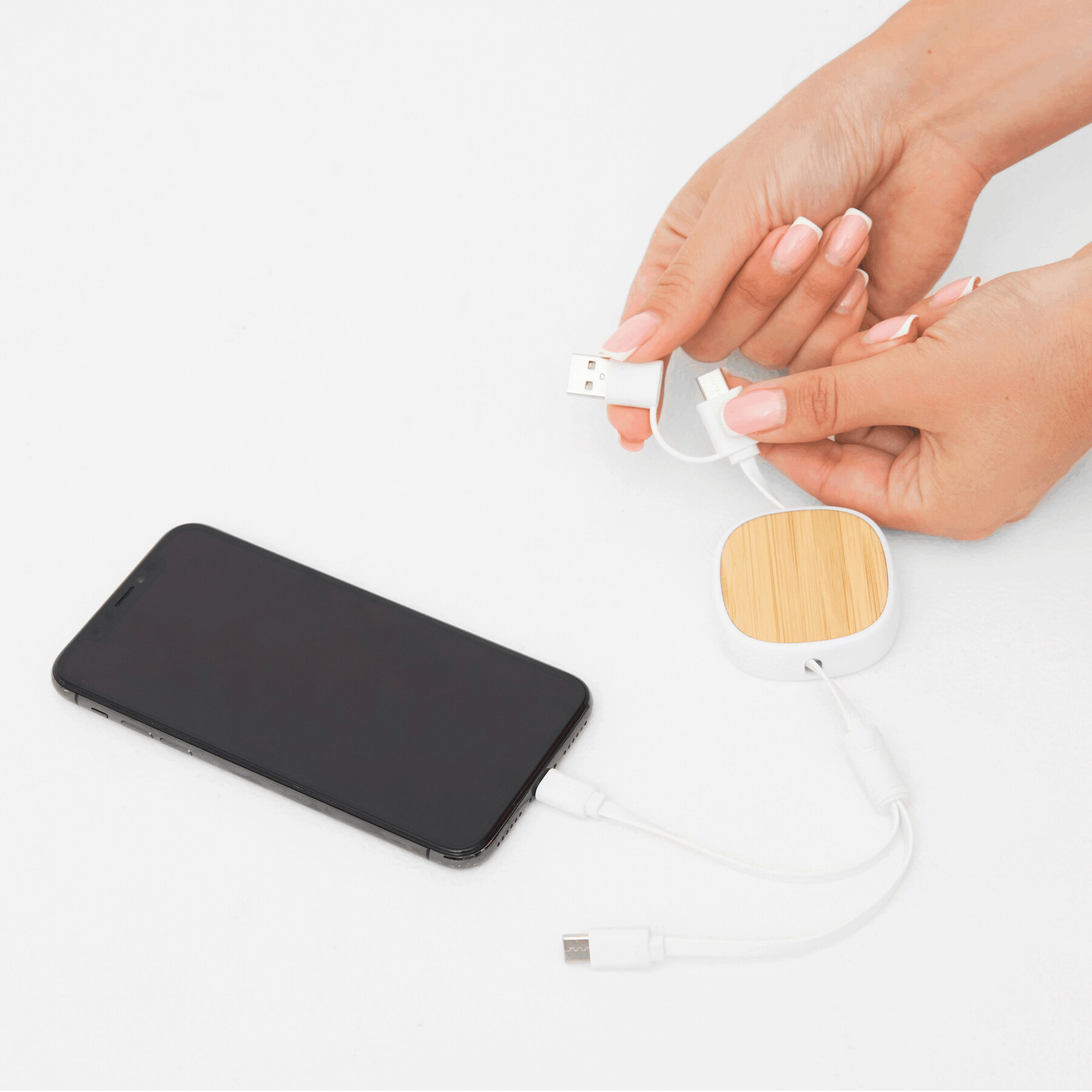 Ladekabel ROLL ON, braun, weiß