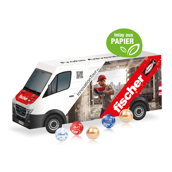 3D Adventskalender "Transporter" mit Lindt Minis mit Papier-Inlay