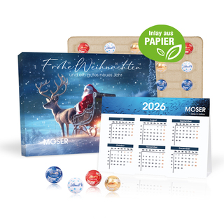 „2 in 1“ Marken-Adventskalender Lindt Lindor Minis mit Jahresplaner, Inlay aus Papier